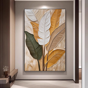 Tableau mural 3D sur toile texturée en métal doré, style luxe moderne, fait main, sur mesure, extra large, portrait sans cadre pour chambre à coucher - Product Image 2