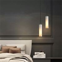 Luminaire suspendu moderne et simple en marbre pour escalier duplex, long et élégant pour salon, salle à manger et chambre à coucher, comprend une lampe de chevet