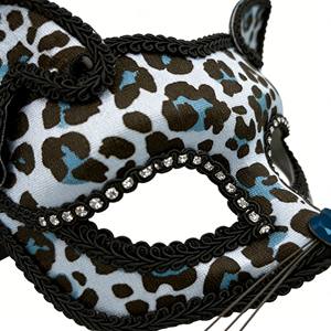 Máscara de Gato Leopardo de las Nieves, Azul y Negra, para Disfraces y Fiestas, Inspirada en Animales, con Orejas y Ojos de Gato - Product Image 2