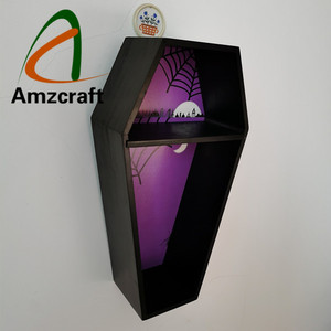 Boîte de plateau de service de cercueil en bois peint noir idéal pour le décor d'Halloween bonbons clés bonbons bois artisanat boîtes en bois signes muraux - Product Image 5