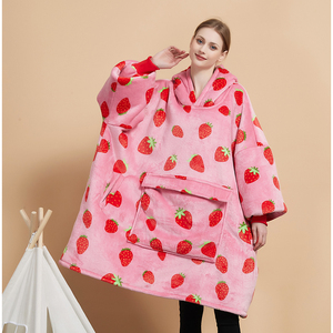 Bán Buôn Polyester Mùa Đông Flannel Lông Cừu Vải Unisex In Hơn Có Kích Thước Phù Hợp Với Tất Cả Các Áo Chăn Với Tay Áo - Product Image 2