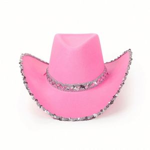 Sombrero de Vaquera para Mujer, de Tela No Tejida, con Borde de Lentejuelas, para Halloween, Carnaval, Festival, Fiesta de Vaqueros - Product Image 2