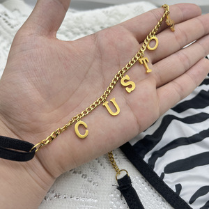 Chaîne de taille en acier inoxydable plaqué or 26 lettres avec perles de ventre pour femmes sexy - Product Image 3