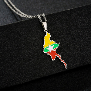 Collier en acier inoxydable argenté du Myanmar pour hommes et femmes, style ethnique, collier de couple, accessoires transfrontaliers - Product Image 1