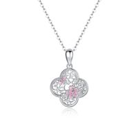 Pendentif de luxe en argent sterling 925 plaqué or, motif fleur de cerisier à quatre feuilles, collier de mariage élégant, bijoux pour femmes, cadeau pour filles, style chinois