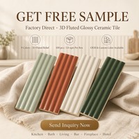 Azulejo de Pared de Cerámica Acanalado Personalizado OEM Tipo Kit Kat 50x200mm Marca Privada 6 Colores 3D Acanalado Brillante para Tiendas DTC, Marcas de Hogar y Shopify