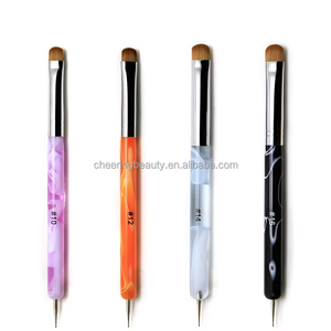 Pinceau à ongles double embout avec manche en bois, brosse à liner en nylon ondulé et stylo à pois pour le nail art - Product Image 6
