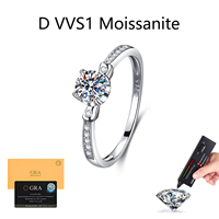 Certification GRA, argent plaqué, bague en argent fin 925, chef-d'œuvre, 0,5 ct D VVS Moissanite, bague pour femme pour des moments inoubliables
