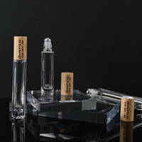 Flacon roll-on 10 ml en verre à fond épais avec bouchon en bambou et bille roulante pour huiles essentielles – Offre Spéciale