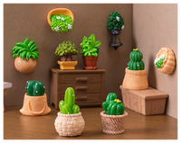 Lot miniature mixte dessin animé micro plantes de cactus artificielles résine figurines de jardin statue avec ornement de paysage de désert succulent