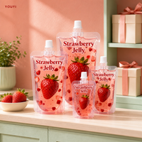 Pochettes à gelée imprimées sur mesure, sachets à bec verseur pour gelée de fraise, conception et impression personnalisées, emballage de snacks pour la vente au détail