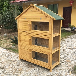 SDR026 Eco-Friendly Fir Wooden Pet House with Rabbit Hutch for <b>Small</b> Animals - Product Image 2