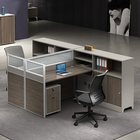 LR-W-017 1-8 places bureau poste de travail ordinateur cabine diviseur Table bureau avec panneau de verre Style bois pour le cloisonnement de bureau