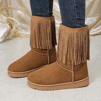 Bottes d'hiver pour femmes de grande taille, de haute qualité, neuves, à bout rond, avec pompon, mi-mollet, plates, chaudes, doublées de coton et fourrées