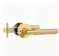 Poignée de porte linéaire en laiton de style américain moderne avec serrure de confidentialité, couleurs personnalisables, installation facile pour appartement