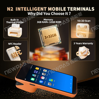 Terminal POS Portátil Inteligente Newpas N2 Android 15 GMS con Impresora de Recibos de 58 mm, NFC y Cámara de 5MP para Escanear Códigos QR