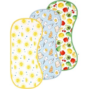 Paños de eructo personalizados para bebé, paquete de 3, tela de viscosa extra absorbente, estampada, toalla de tela de rizo unisex para bebé - Product Image 1