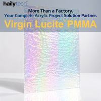 Feuille PMMA décorative irisée à l'aspect stable, de l'échantillonnage à la production en volume, pour la signalétique et le merchandising visuel