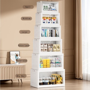 Contenedores de Almacenamiento Apilables de Plástico de Doble Nivel con Puertas y Ruedas, Diseño Plegable para Armario, Dormitorio, Sala de Estar - Product Image 6