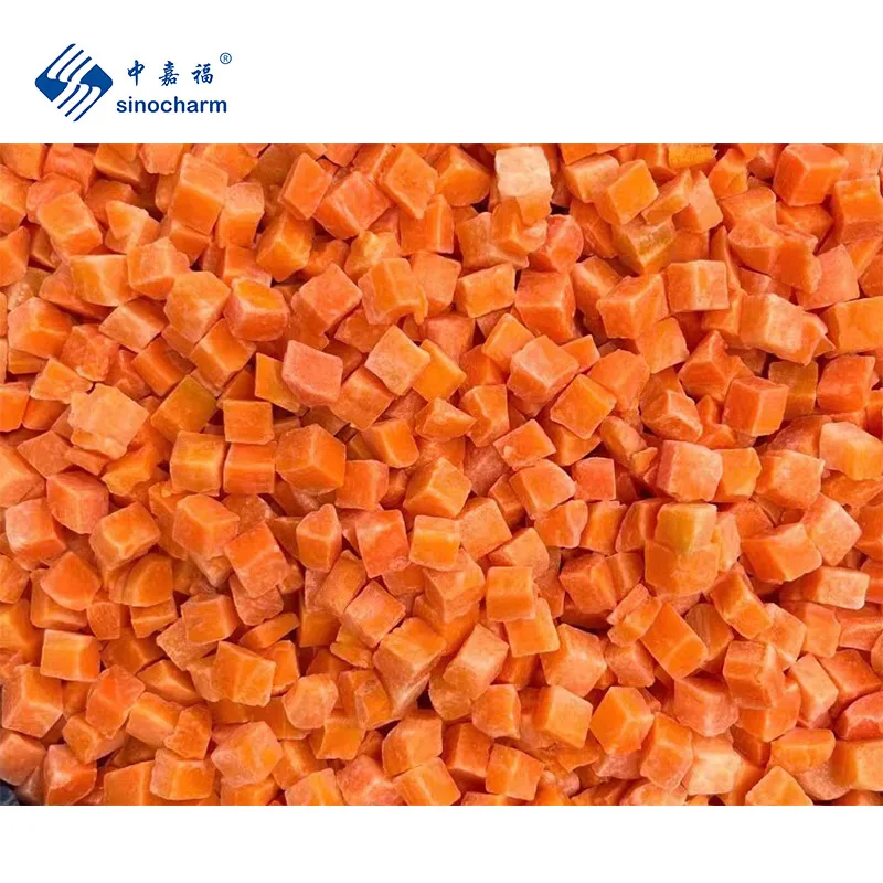 Sinocharm BRC-A Frozen Vegetables 10mm Diced Fresh Carrot Cube Wholesale Price Frozen Red Carrot Cube for Sale