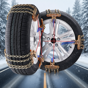 Cadenas de nieve para coche, camioneta, SUV, camión, ancho de neumático 205-225 mm, acero aleado con sistema de tensión, conducción invernal - Product Image 2
