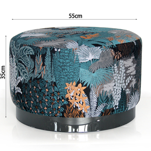 Tabouret de lit en tissu velours, bleu, mousse, 1 pièce, Design élégant, pour le salon - Product Image 2
