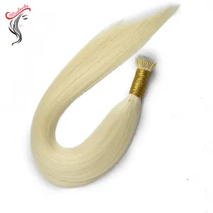 blonde color metal ring tip extensions human hair nano ring no glues silky straight