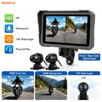 Bestsonic Pantalla de 5'' con CarPlay, Cámara Delantera y Trasera, Inalámbrica, para Motocicleta, con Android Auto, GPS y Navegación