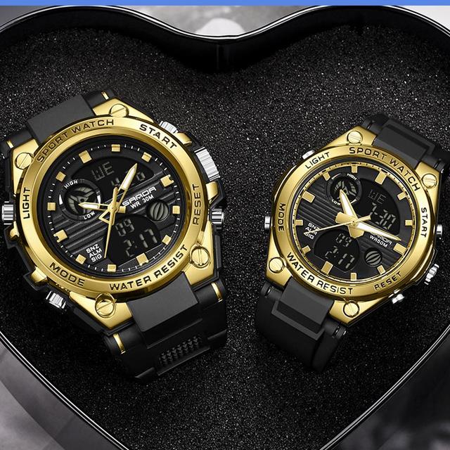 Sanda 739 6067 Sports Chronograph Lady Quartz Wristwatch Waterproof Men LED G Style Digital Watch for Couple Electronic Clock