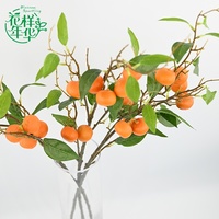 Groothandel Kunstmatige Oranje Fruittak 97cm voor Hotel Woonkamer Decoratie Bubbelmateriaal Kumquat Steel Tafeldecoratie Thuis