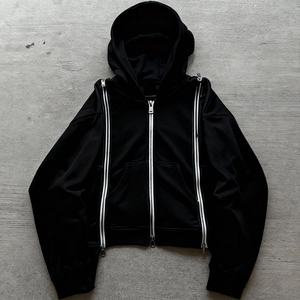 Sudadera con Capucha de Diseño Personalizado Estilo Urbano Americano con Triple Cremallera, de Gran Gramaje, Corte Holgado, Lavado Ácido, Oversize, Unisex - Product Image 1