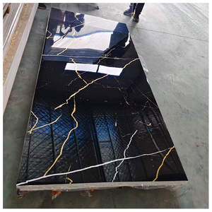 Xiangying 1220*2440*3mm cao bóng Đồng bằng màu trắng UV đá cẩm thạch tường Bảng điều khiển tấm trang trí nội thất PVC UV tấm đá cẩm thạch - Product Image 1