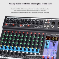 TEYUN Console audio DJ numérique professionnelle 12 voies Carte son et microphone avec diffusion en direct pour ordinateurs en métal