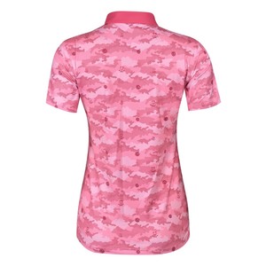 เสื้อโปโลพิมพ์ลายพรางสีชมพูสำหรับผู้หญิง แขนสั้น ระบายอากาศได้ดี ผ้าถัก สไตล์ลำลอง ขนาดสั่งทำได้ ขายดี - Product Image 6