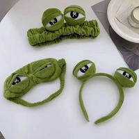 Serre-tête grenouille en peluche fait main au design créatif de dessin animé, masque pour les yeux, accessoires de mode pour femmes, pour le bain et la maison