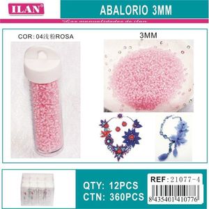 Perline Ilan Abalorio da 3 mm rosa chiaro per la creazione di gioielli, 12 pezzi per tubo - Product Image 1