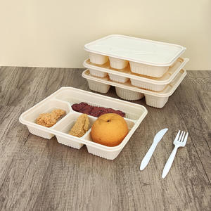 Boîte à lunch jetable en amidon de maïs pour pain vapeur, boîte à lunch personnalisée avec 3/4/5/6 compartiments, contenants alimentaires en amidon de maïs avec couvercles - Product Image 6