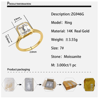 Musterexemplar 14k Echtgold-Ring mit 1,5ct Moissanit im Smaragdschliff, Klassischer Unisex-Stil OEM ODM D/VVS AU585