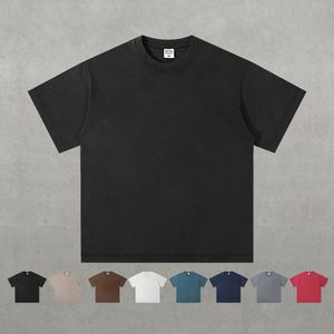 Factory Price 260G Heavyweight Washed T-shirt Distressed 100% Cotton Men TShirt Summer Oversized Crew Neck Custom Logo T Shirt - Product Image 2