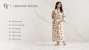 Bata de algodón rizado con estampado de tigre, tipo kimono maxi, con cinturón y bolsillos, lavable a máquina, para mujer, ideal para estar en casa. - Product Image 3