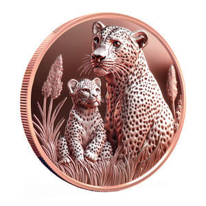 金型料金なしカスタム高救済動物1オンス銅コインバルク在庫あり迅速配達3D野生動物ヒョウデザイン - Product Image 2
