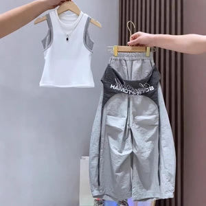 Conjunto <span class=keywords><strong>de</strong></span> <span class=keywords><strong>Ropa</strong></span> <span class=keywords><strong>de</strong></span> Verano <span class=keywords><strong>Estilo</strong></span> Coreano <span class=keywords><strong>para</strong></span> Niñas, 2 Piezas, Top sin Mangas y Pantalones, <span class=keywords><strong>Ropa</strong></span> Casual <span class=keywords><strong>para</strong></span> <span class=keywords><strong>Adolescentes</strong></span> - Product Image 5