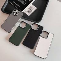 Coques de protection pour iPhone 16 15 Pro Max Plus, en cuir texturé sans cadre, ultra-fines, résistantes aux chocs, en PC rigide