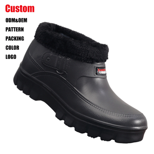 Bottes de pluie légères en PVC antidérapantes et imperméables, doublure en peluche, chaudes <span class=keywords><strong>pour</strong></span> l'automne et l'hiver, mi-mollet, semelle épaisse, unisexe, <span class=keywords><strong>pour</strong></span> le jardin et le travail - Product Image 1