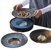 Céramique Porcelaine Japandi Style Rétro UFO Assiette à Soupe Profonde Non Toxique Personnalisable Fête Pâtes Spaghetti Salade Vente en Gros