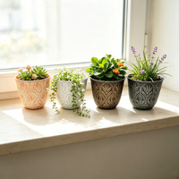 Pot de fleurs rond en plastique de 7 pouces, style rétro, pour bureau et fenêtre, pot de plantation de jardin, écologique, durable, intérieur/extérieur