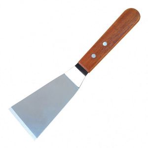 Grattoir à barbecue en acier inoxydable avec manche en bois, outil de cuisine pour steak, spatule à frire en métal - Product Image 1
