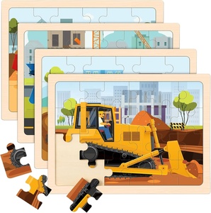 Rompecabezas de vehículos de construcción de madera 3D para niños de 4 a 6 años, tableros educativos preescolares, juguetes para niños y niñas - Product Image 1