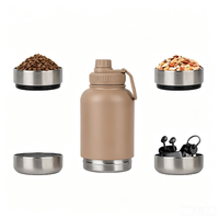 Bouteille d'eau pour animaux de compagnie en acier inoxydable 304 de 32 oz, 3 en 1, à double paroi isolée, portable, pour extérieur, avec bol amovible
