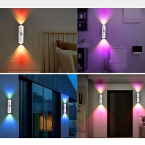 Lampe de placard miniature à détecteur de mouvement RGB rechargeable, lumière de nuit à fixation magnétique LED, lumière de décoration pour la maison avec télécommande - Product Image 4